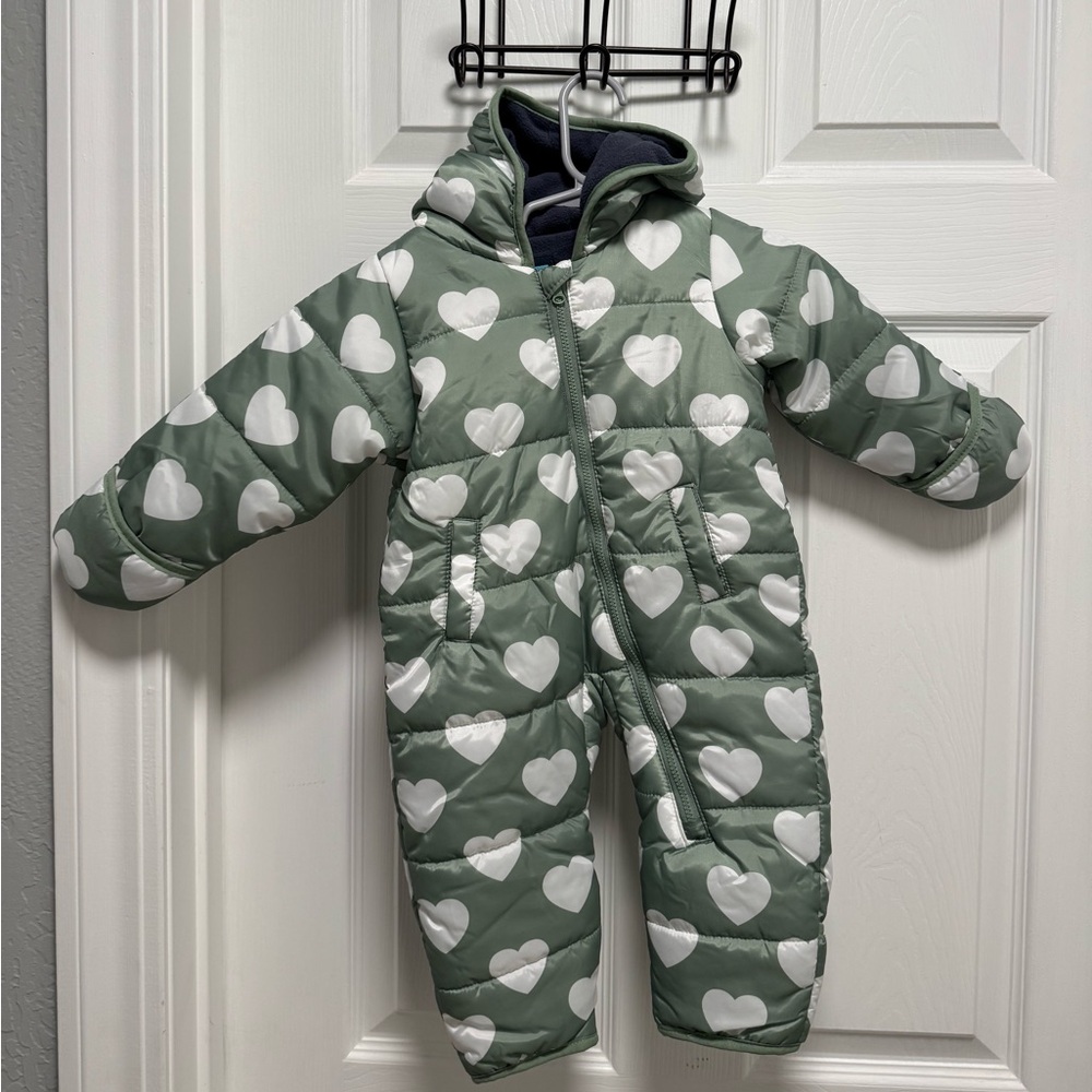 Toddler Green Heart Patterned Snowsuit